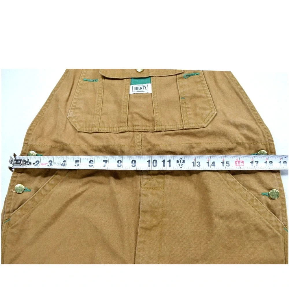 Liberty Mens Brown Duck Canvas Bib Overalls Green Stitch Workwear Size 38x28